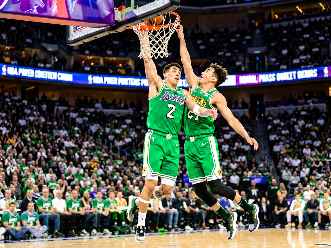 NBA常规赛精彩扣篮瞬间,球员空中接力配合
